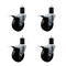 Service Caster 4'' Soft Rubber Swivel 1-3/4'' Expanding Stem Caster Set Total Lock Brake, 4PK SCC-EXTTL20S414-SRS-134-4 - alternate 1